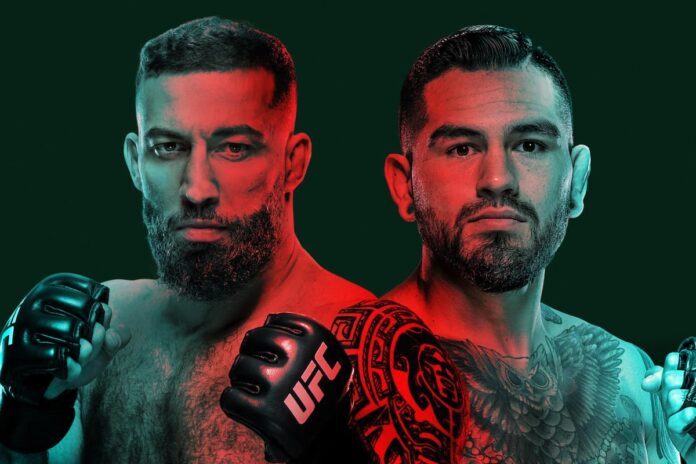Image featuring the faces of Roman Dolidze and Anthony Hernandez, promoting their MMA bout at UFC Vegas 109