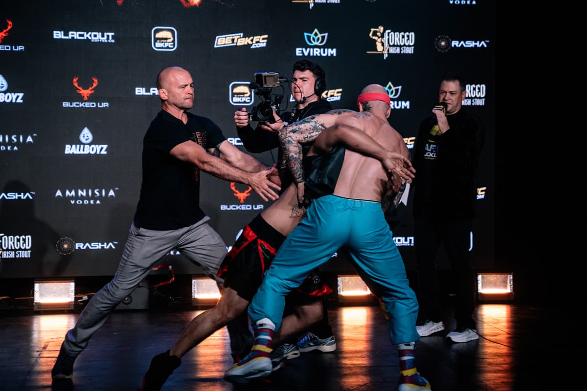 Drew Stuve and Will Santiago during the BKFC Edmonton weigh-in