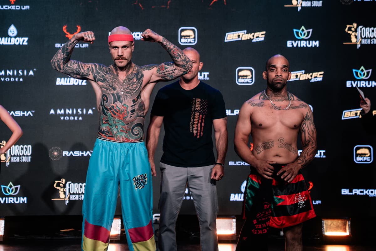Drew Stuve and Will Santiago during the BKFC Edmonton weigh-in