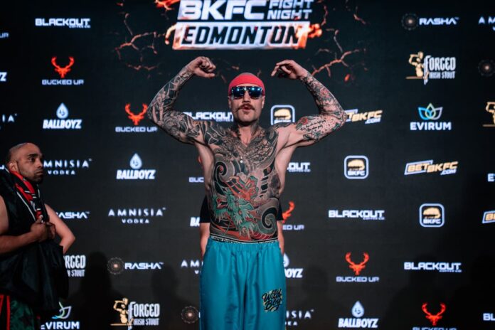Drew Stuve during the weigh-in ahead of his bout against Will Santiago at BKFC Edmonton