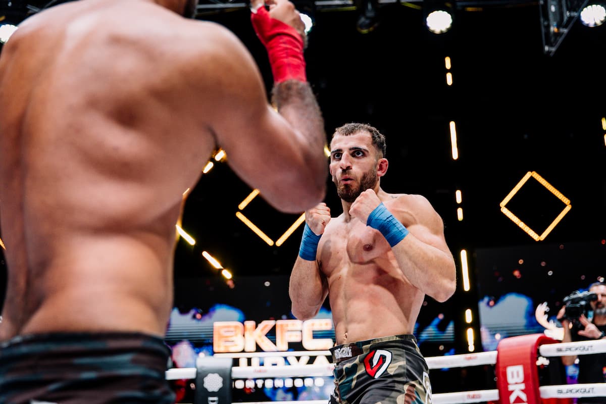 Emre Akbas during his bout against Gorichkhan Rigi at BKFC Budva