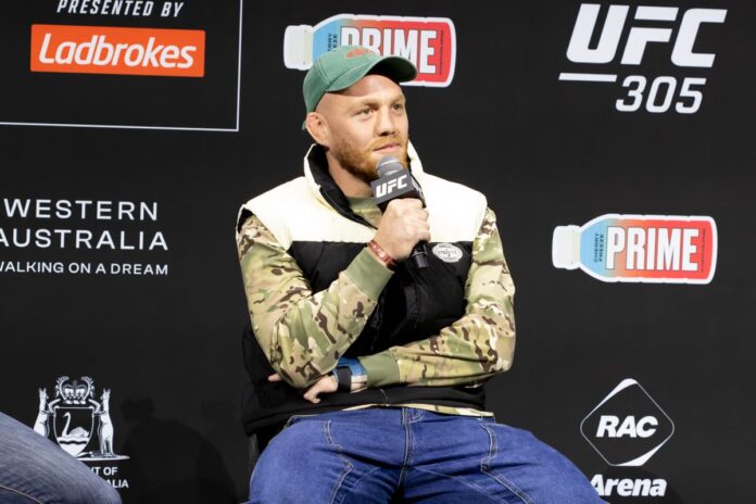 Jack Della Maddalena during the UFC 305 Q&A at RAC Arena in Perth, Australia