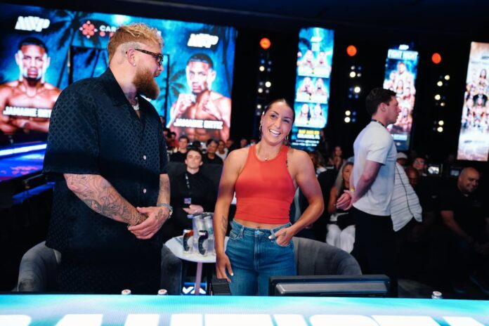 Jake Paul and Kim Clavel during the MVP Fight Night in Orlando
