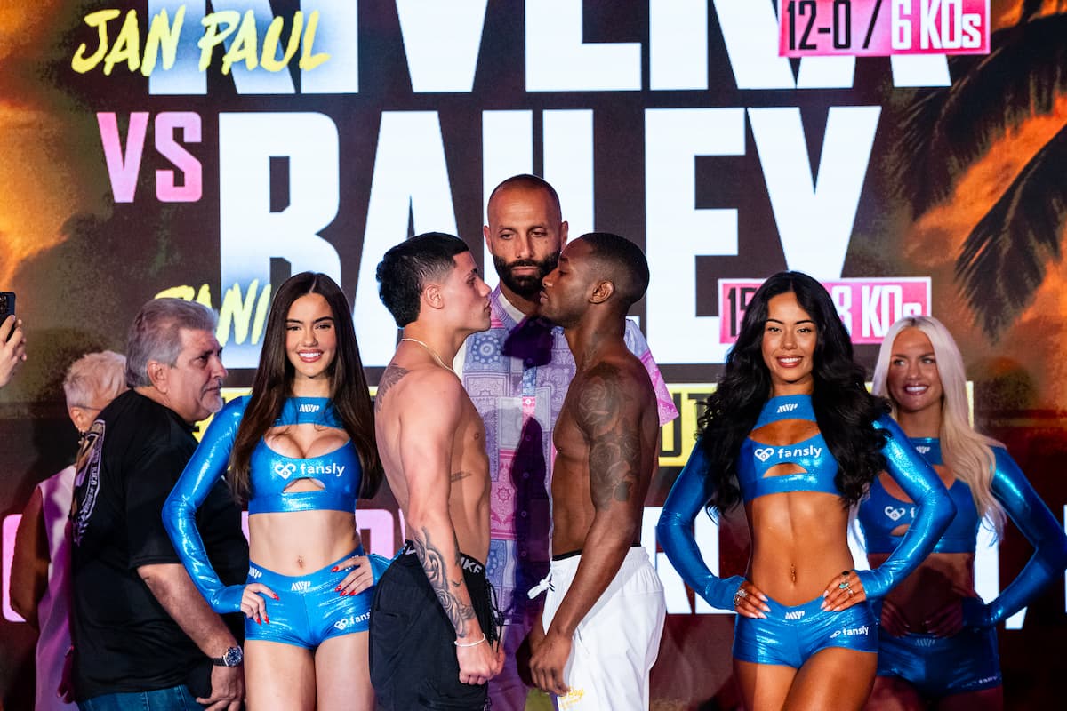 Jan Paul Rivera and Daniel Bailey face off at the MVP 14 weigh-in in Orlando