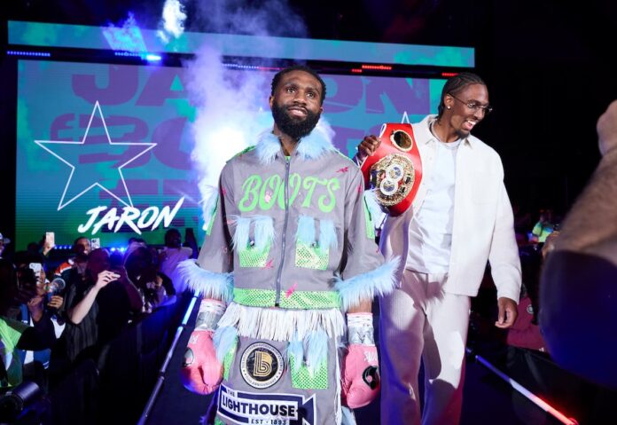 Jaron Ennis makes his ring walk before his boxing bout in Atlantic City
