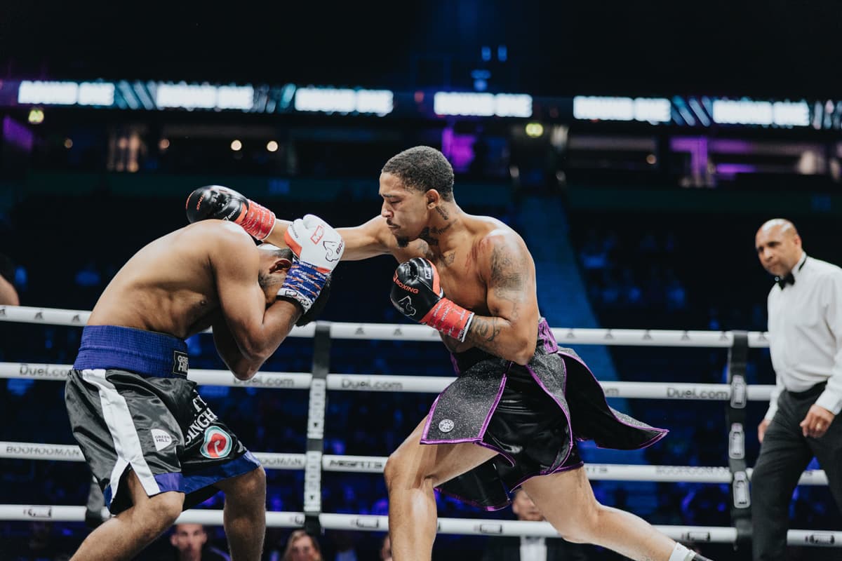 J'Hon Ingram throws a punch during his boxing bout against Banty Singh