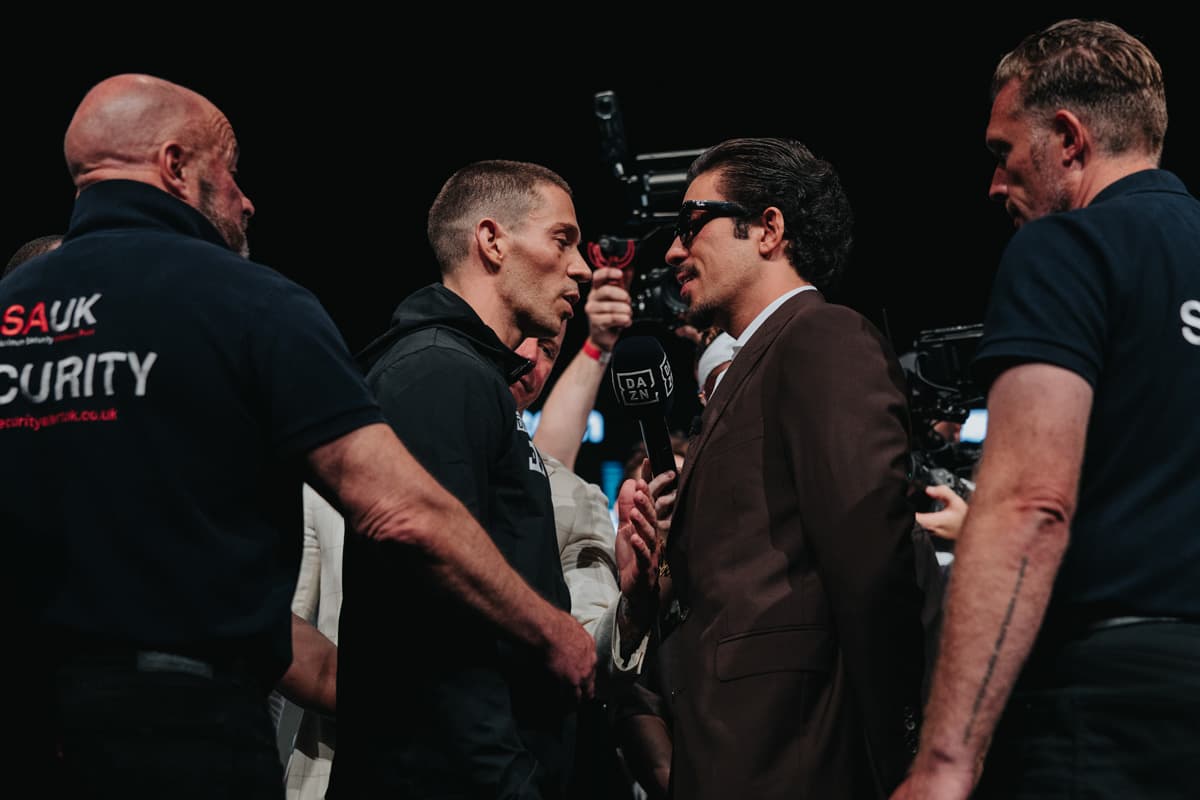 Joey Essex and Numeiro face off during the Misfits Boxing 22 press conference