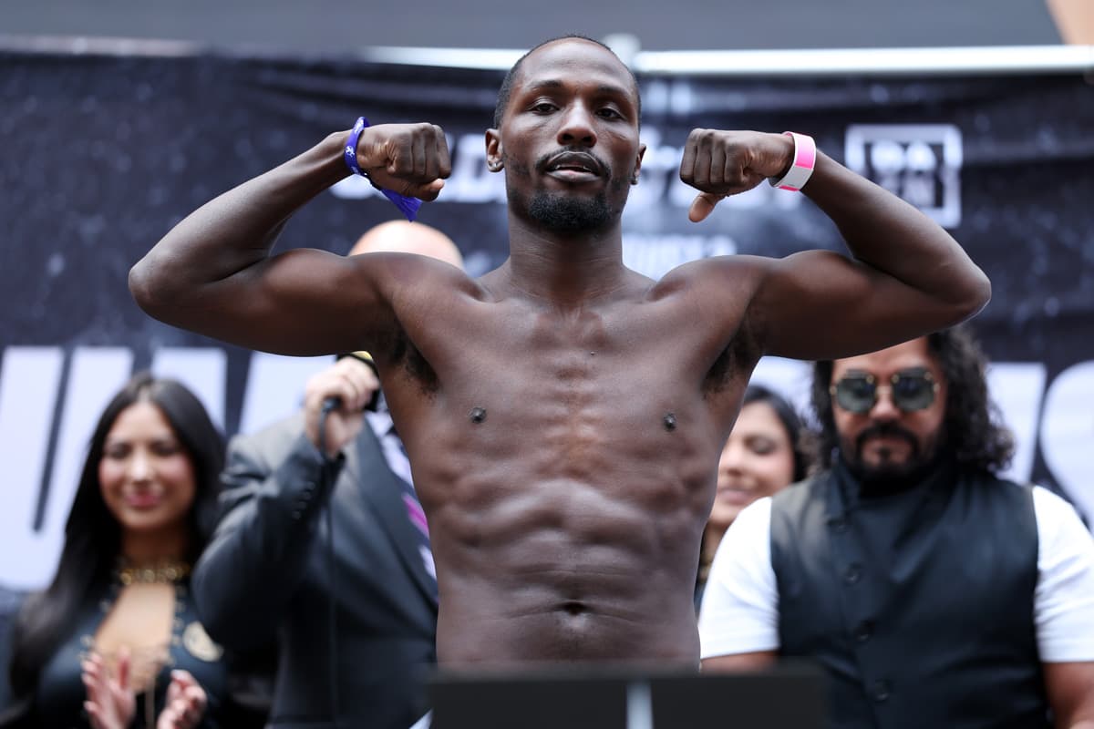 Kenneth Sims Jr. during the weigh-in ahead of his boxing bout against Oscar Duarte in Chicago