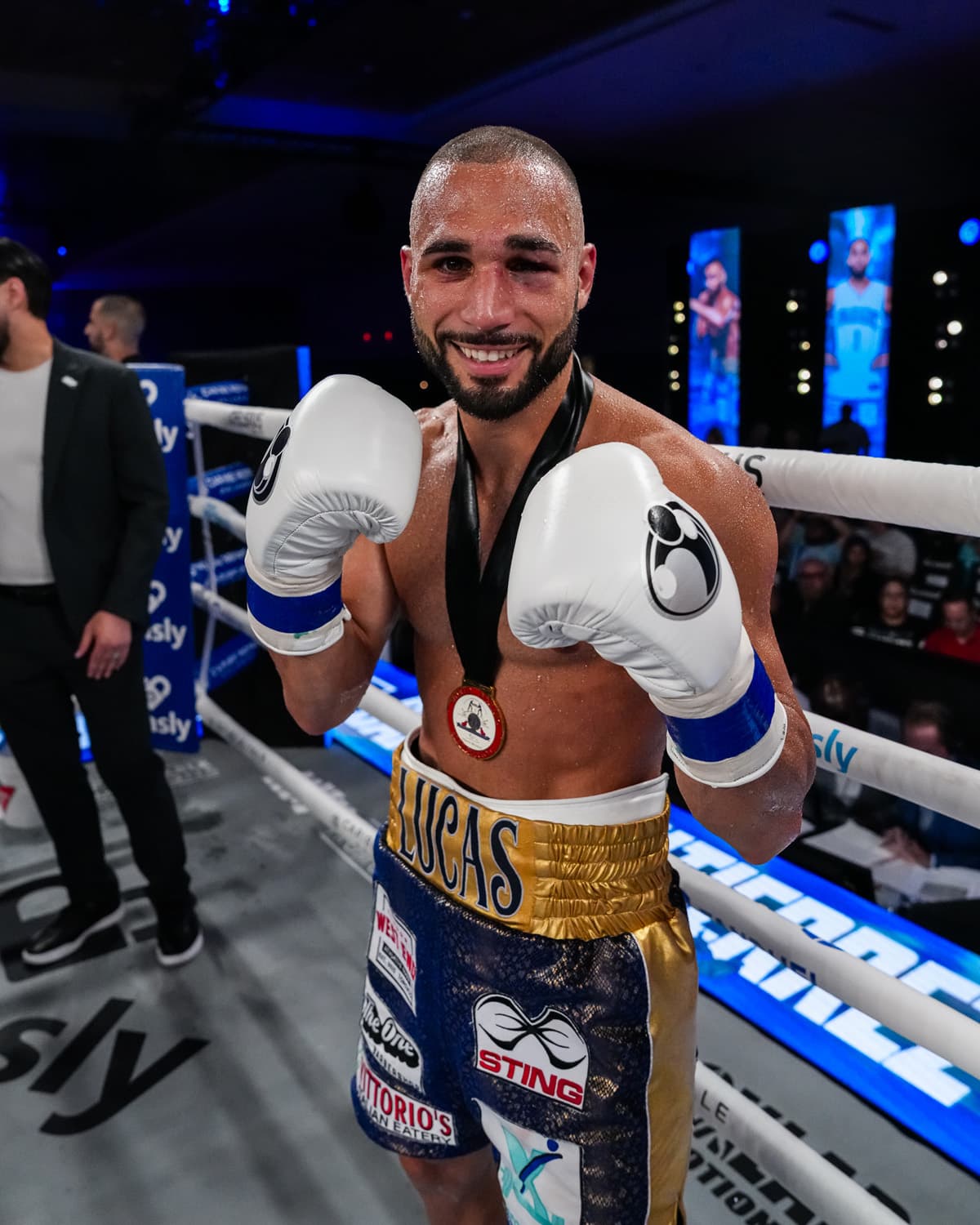 Lucas Bahdi victorious in his boxing match at Caribe Royale Orlando