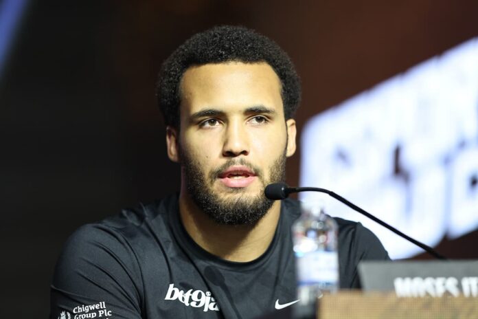 Moses Itauma during the press conference ahead of his boxing bout against Dillian Whyte in Riyadh, Saudi Arabia