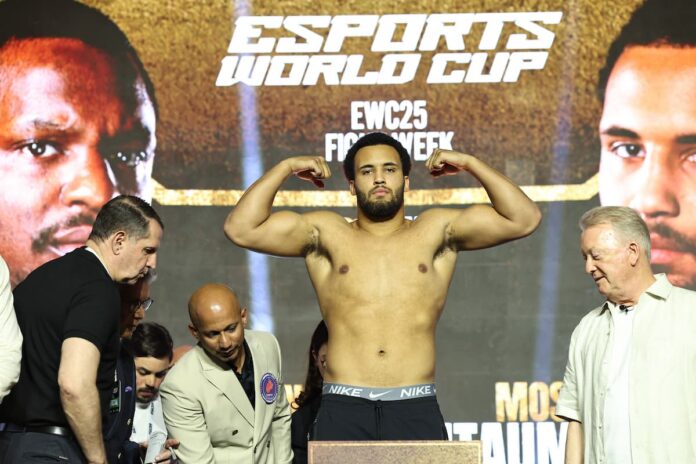 Moses Itauma during the weigh-in ahead of his bout against Dillian Whyte