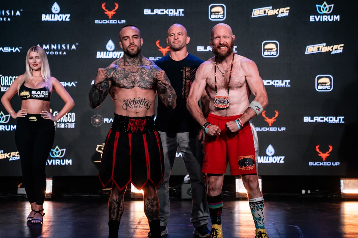 Nick Felber and James Dalzell during the BKFC Edmonton weigh-in