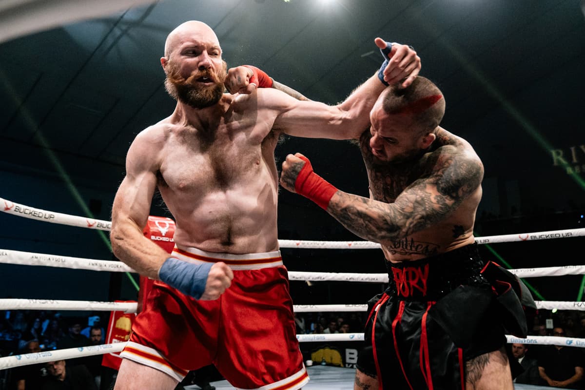 James Dalzell and Nick Felber during their bout at BKFC Fight Night Edmonton
