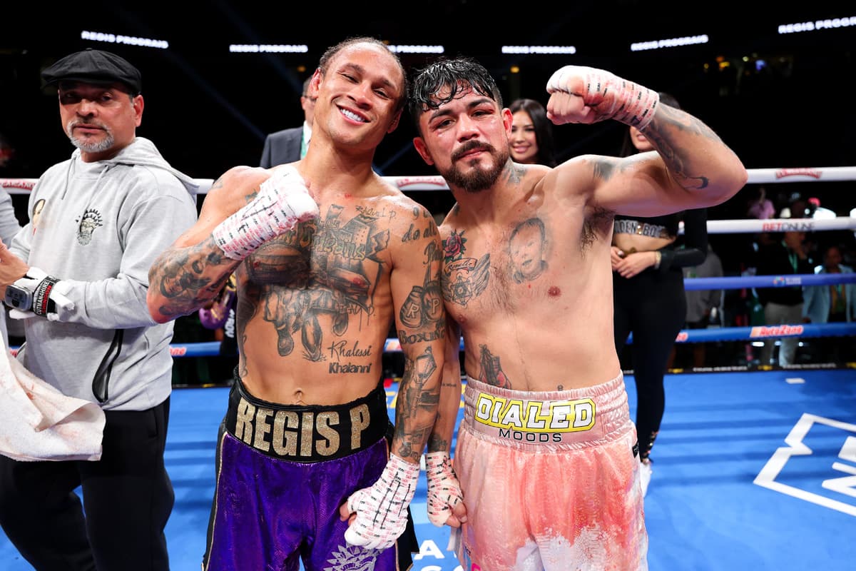 Regis Prograis and Joseph Diaz during their boxing bout in Chicago