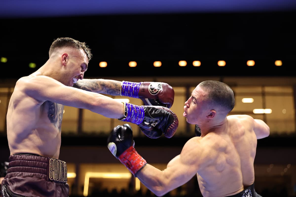 Sam Goodman and Nick Ball during their boxing bout in Riyadh, Saudi Arabia