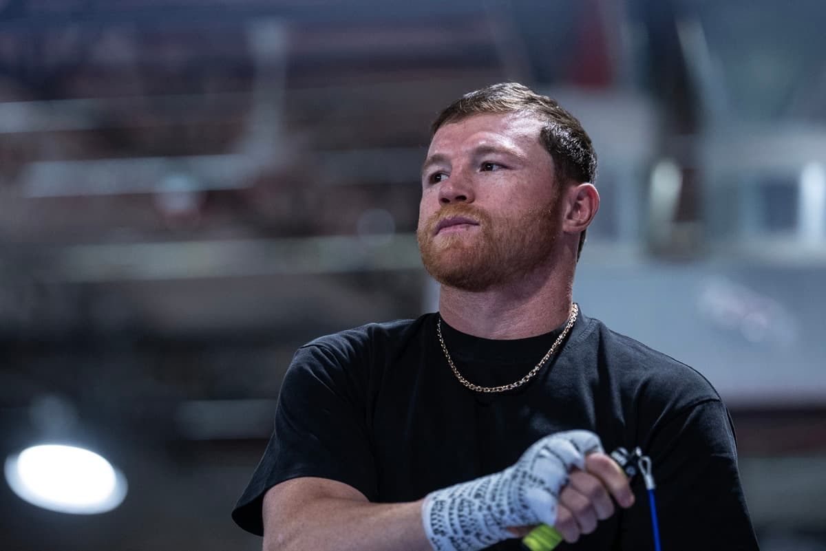 Canelo Alvarez during a media workout at UFC Gym in Reno, NV