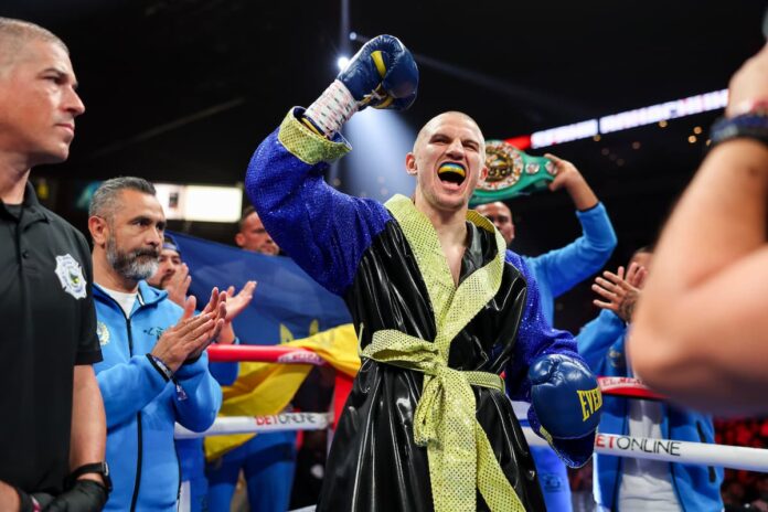 Serhii Bohachuk during his bout against Vergil Ortiz Jr