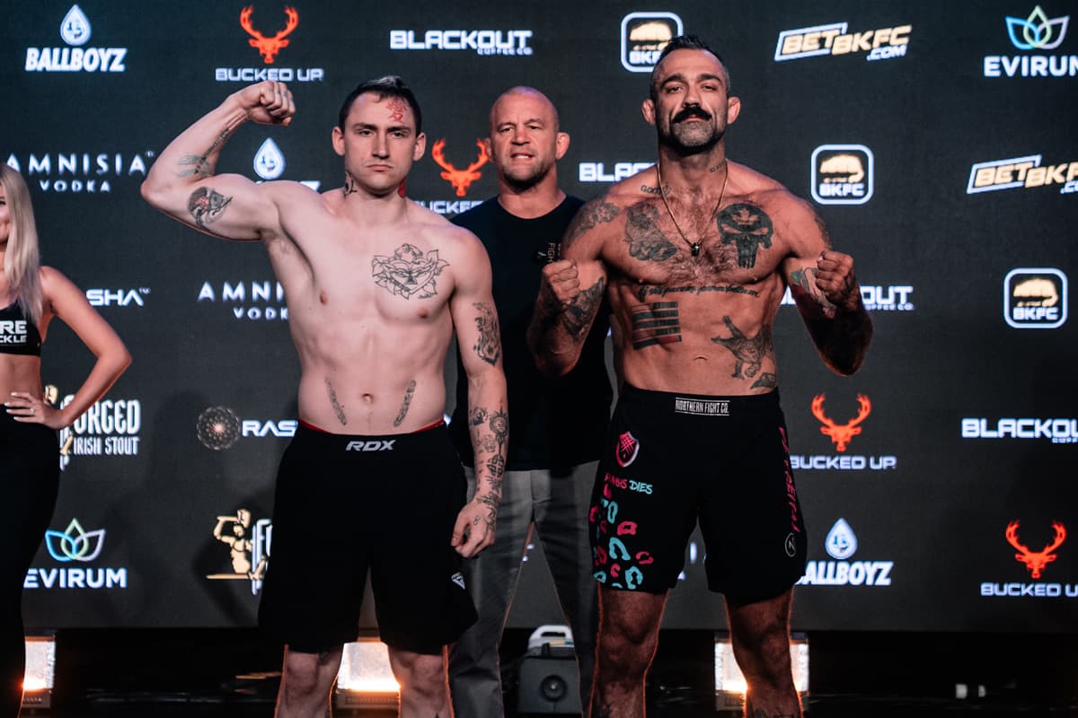 Skyler Mauller and Adam De Freitas during the BKFC Edmonton weigh-in