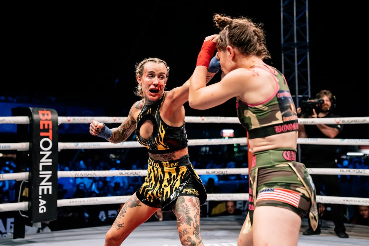 Taylor Starling throws a jab during her bout against Shelby Cannon at the Legendary Sturgis Buffalo Chip in Sturgis, SD
