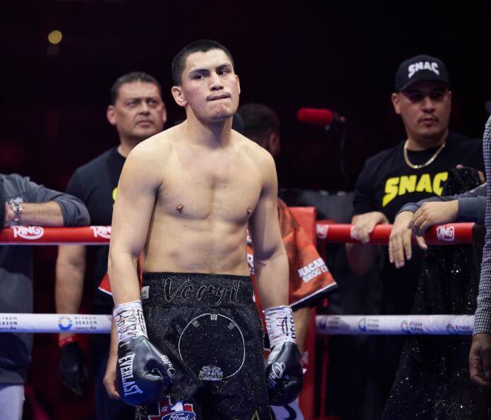 Vergil Ortiz Jr during his bout against Israil Madrimov