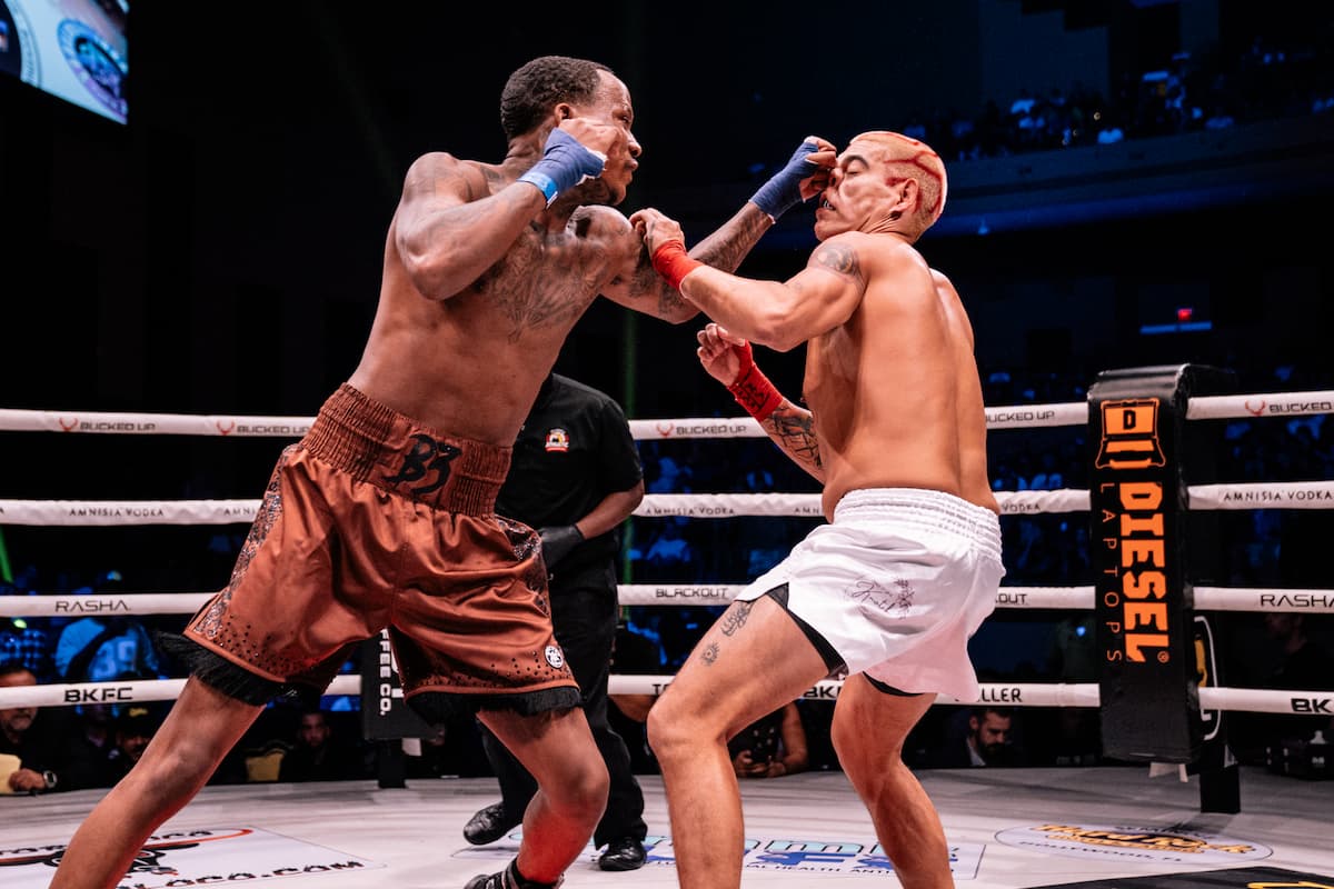 Bobby Henry punches Stash Kuykendall during their bare-knuckle boxing bout