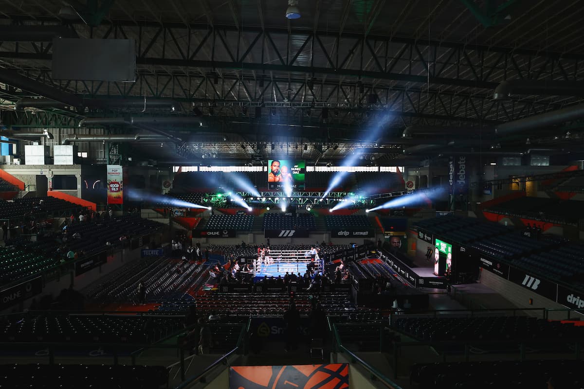 Boxing ring set up at the Centro de Usos Multiples in Los Mochis