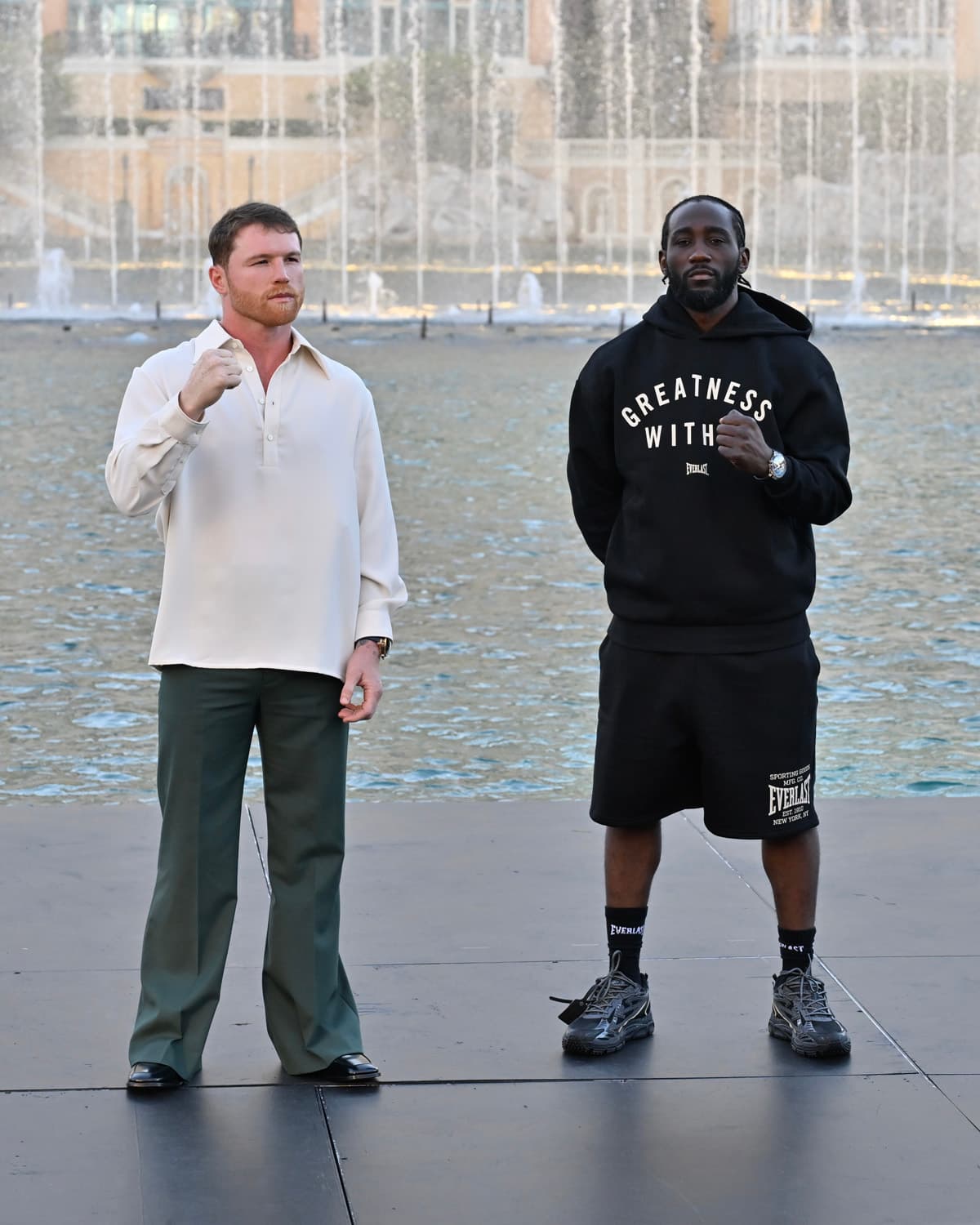 Canelo Alvarez and Terence Crawford at The Fountains of Bellagio
