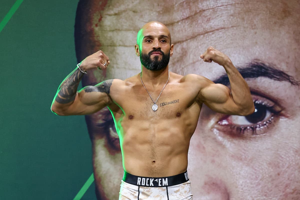 Christopher Diaz during the weigh-in ahead of his boxing bout against Eduardo Nunez