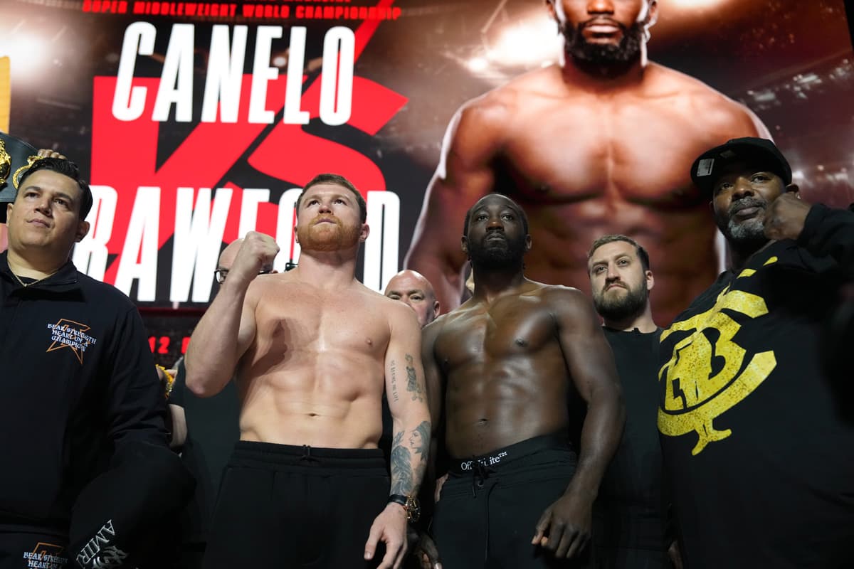 Eddy Reynoso, Canelo Alvarez, Terence Crawford, and Brian McIntyre