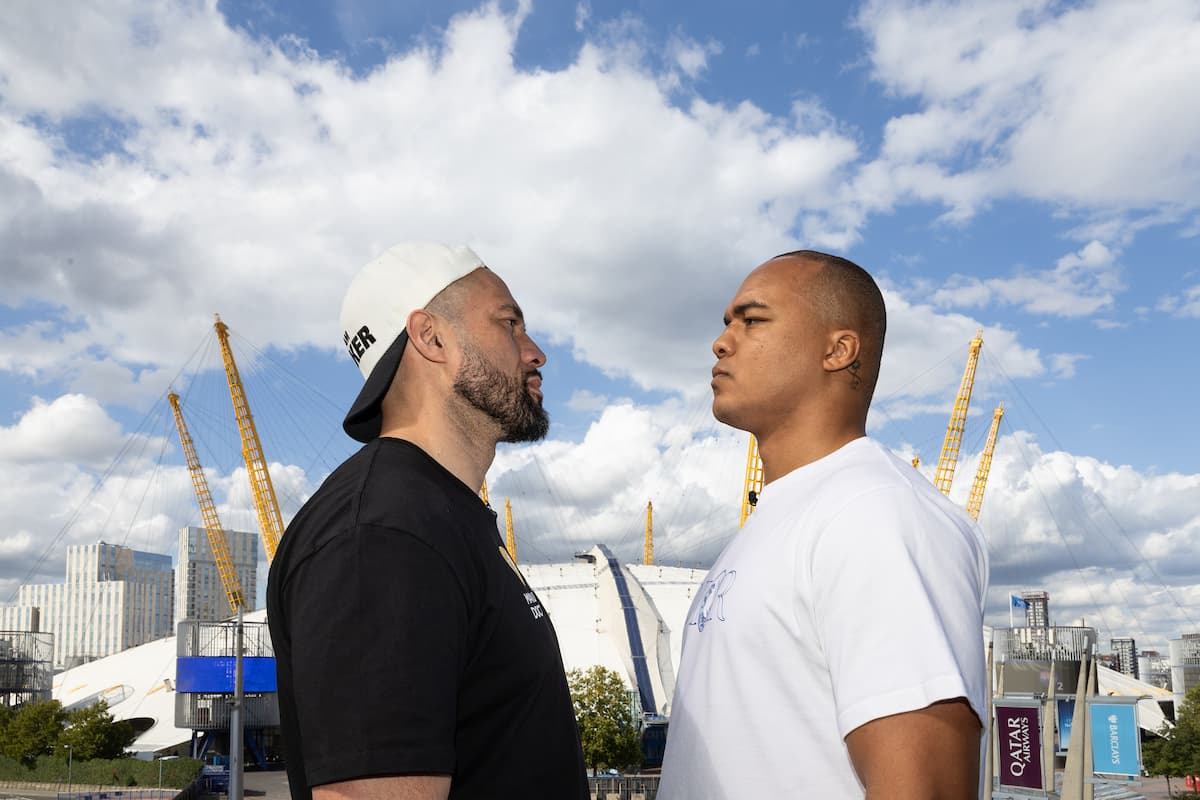Joseph Parker and Fabio Wardley face off outside The O2