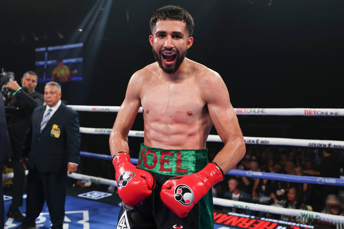 Joel Iriarte after his victory over Eduardo Hernandez during their boxing bout