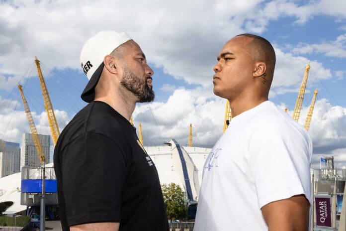 Joseph Parker and Fabio Wardley face off outside The O2