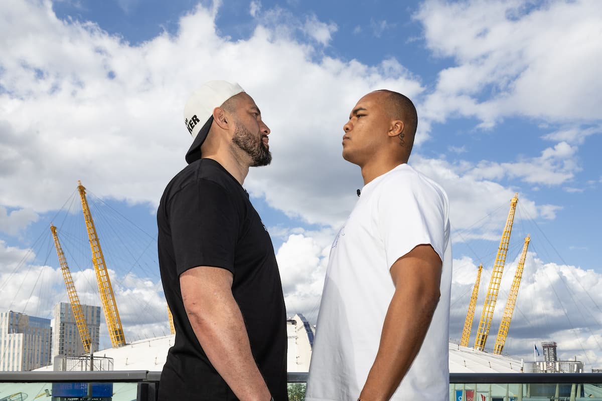 Joseph Parker and Fabio Wardley face off outside The O2