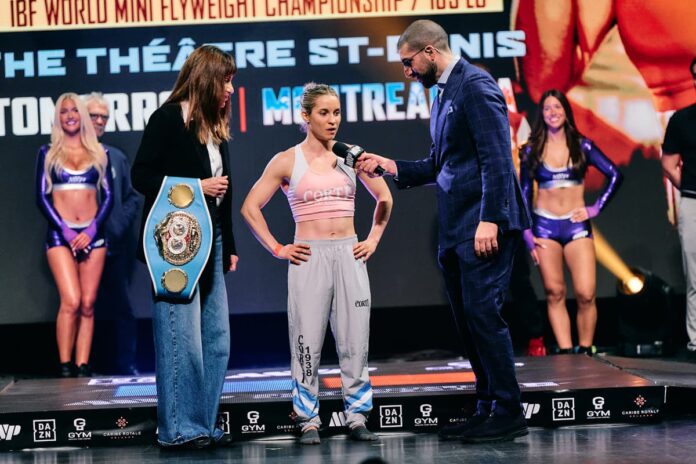 Sol Cudos speaks during the MVP 15 weigh-in