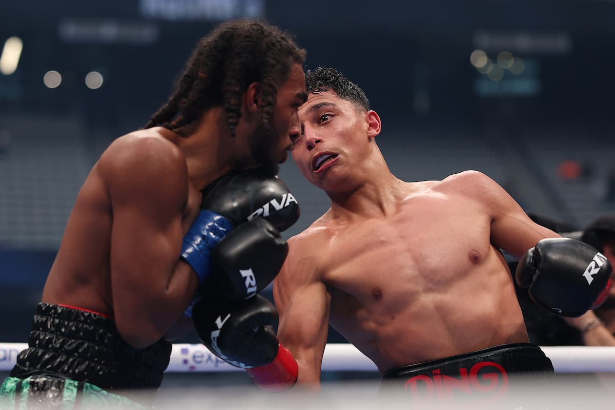 Sultan Almohamed throws an uppercut during his bout against Martin Caraballo