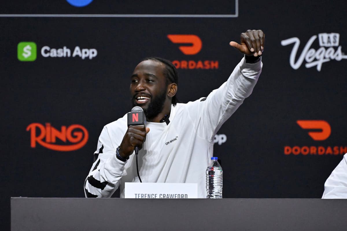 Terence Crawford speaks at the press conference