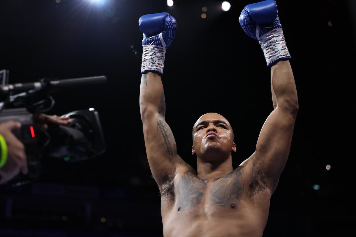 Fabio Wardley makes his ring walk during his bout against Joseph Parker