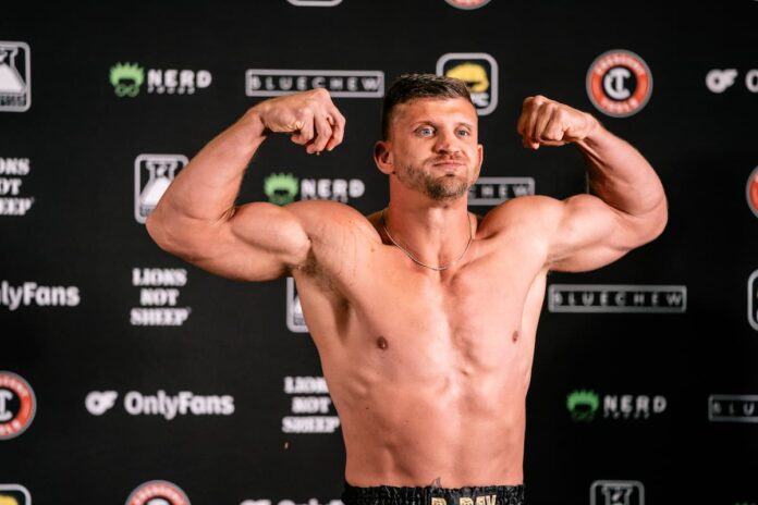 Josh Dyer during the weigh-in