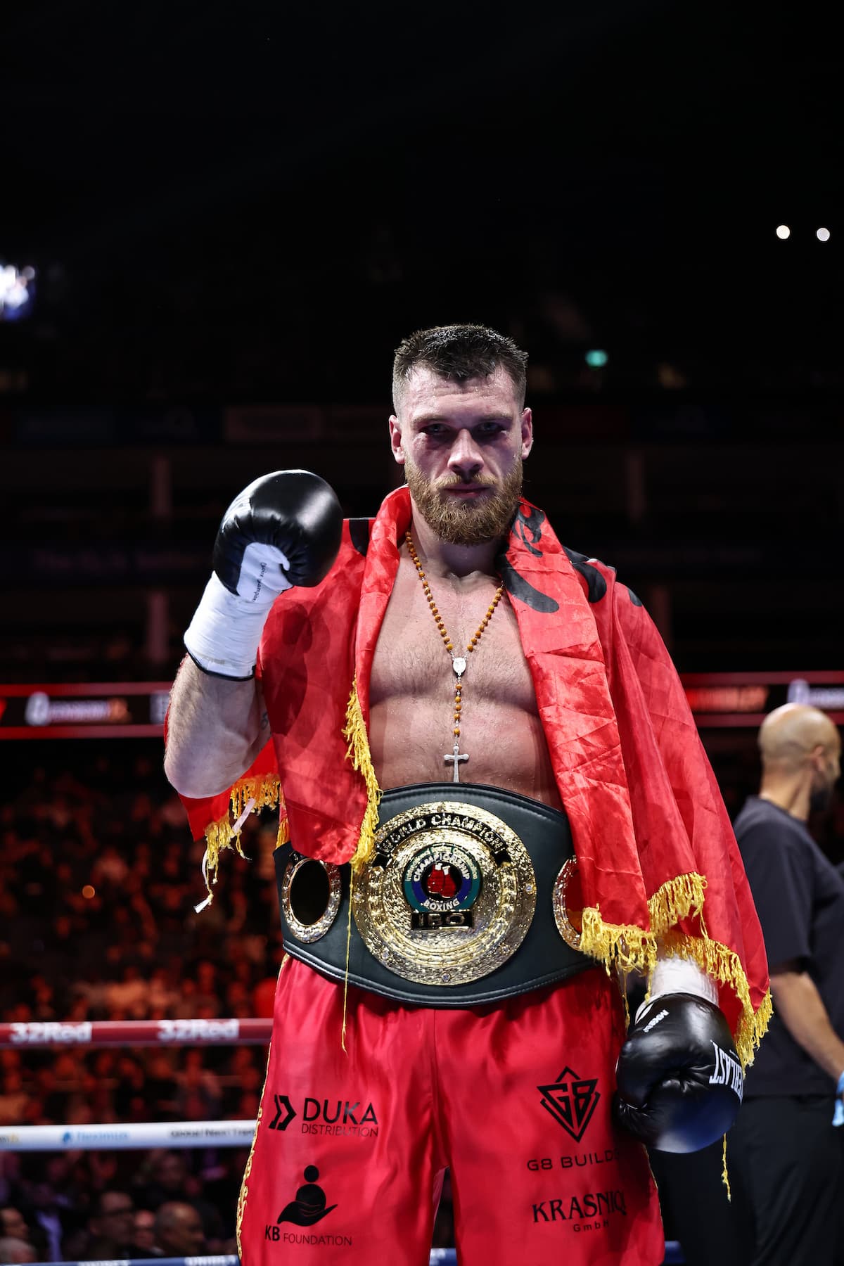 Juergen Uldedaj after his victory over Rolly Lambert Fogoum