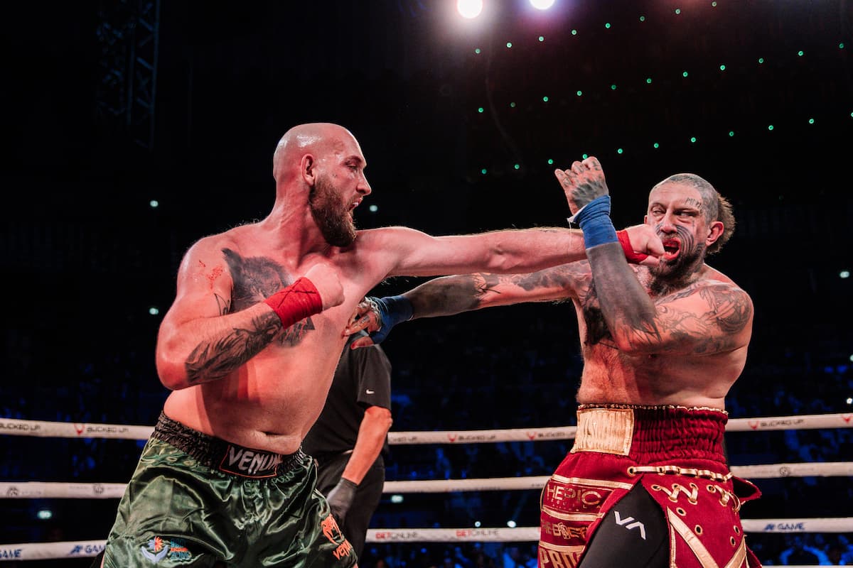 Krzysztof Wisniewski throws a jab during his bout against Haze Hepi
