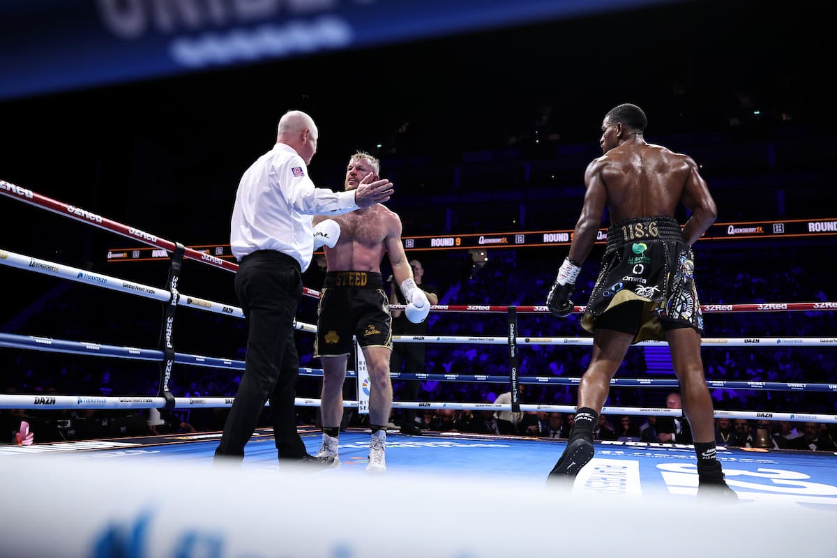 Steed Woodall and Ezra Taylor during their bout