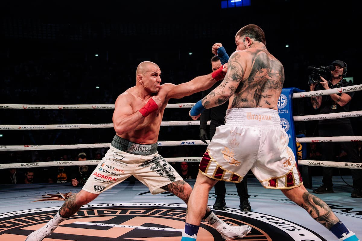 Tomas Melis throws a jab during his bout against Andrea Bicchi