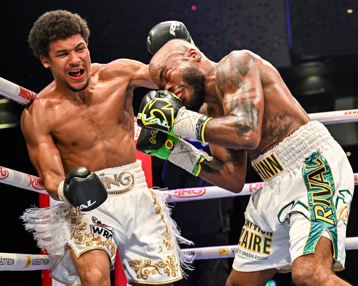 Wilkens Mathieu and Shakeel Phinn during their boxing bout