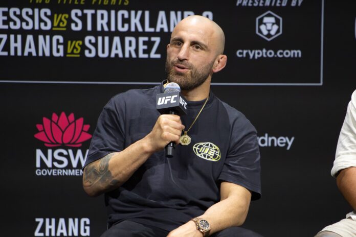 Alexander Volkanovski during the UFC 312 Q&A