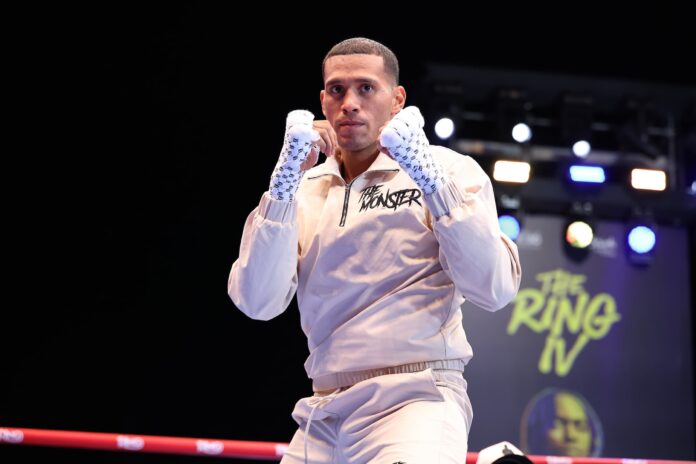 David Benavidez poses during an open workout