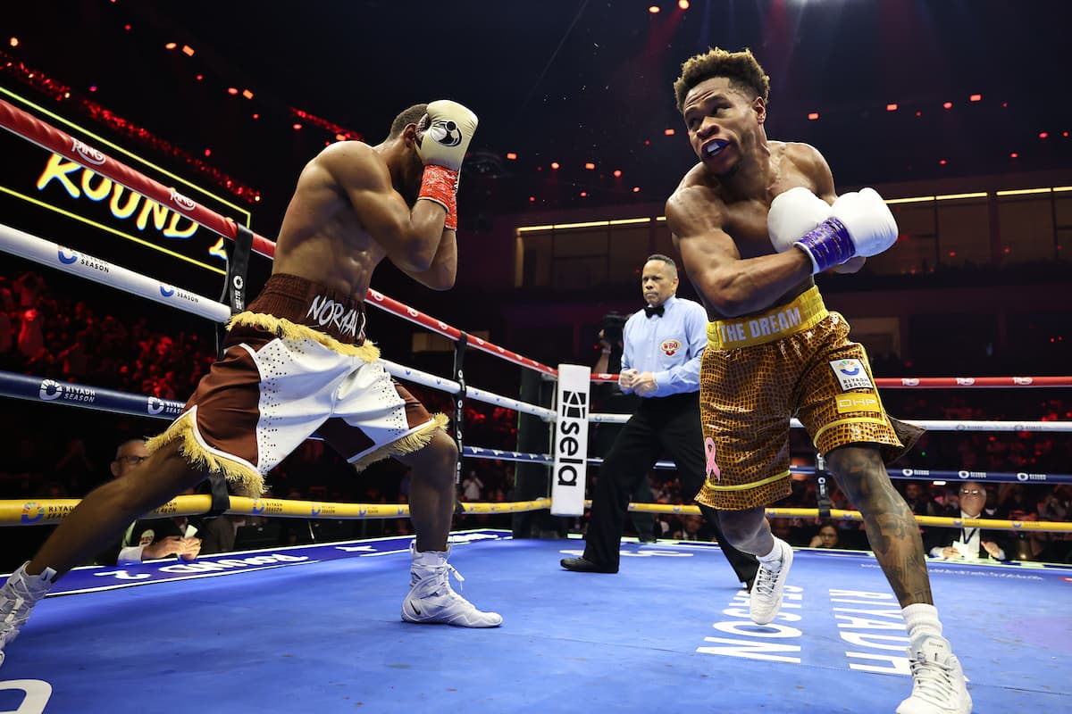 Brian Norman Jr and Devin Haney during their bout