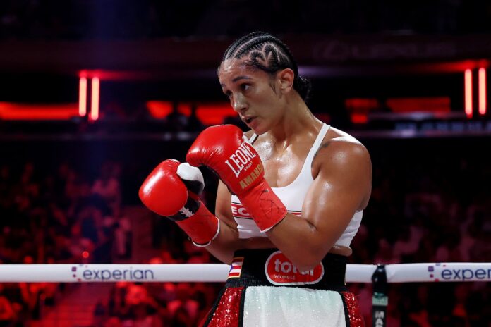Amanda Serrano during her boxing bout against Katie Taylor at MSG in New York