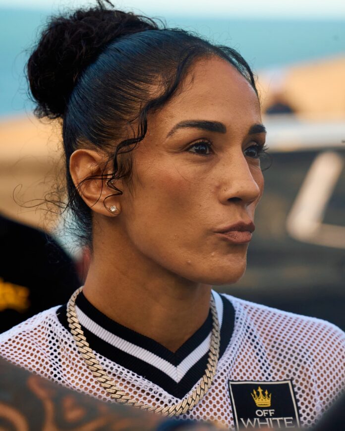 Amanda Serrano during the press conference ahead of her bout against Reina Tellez