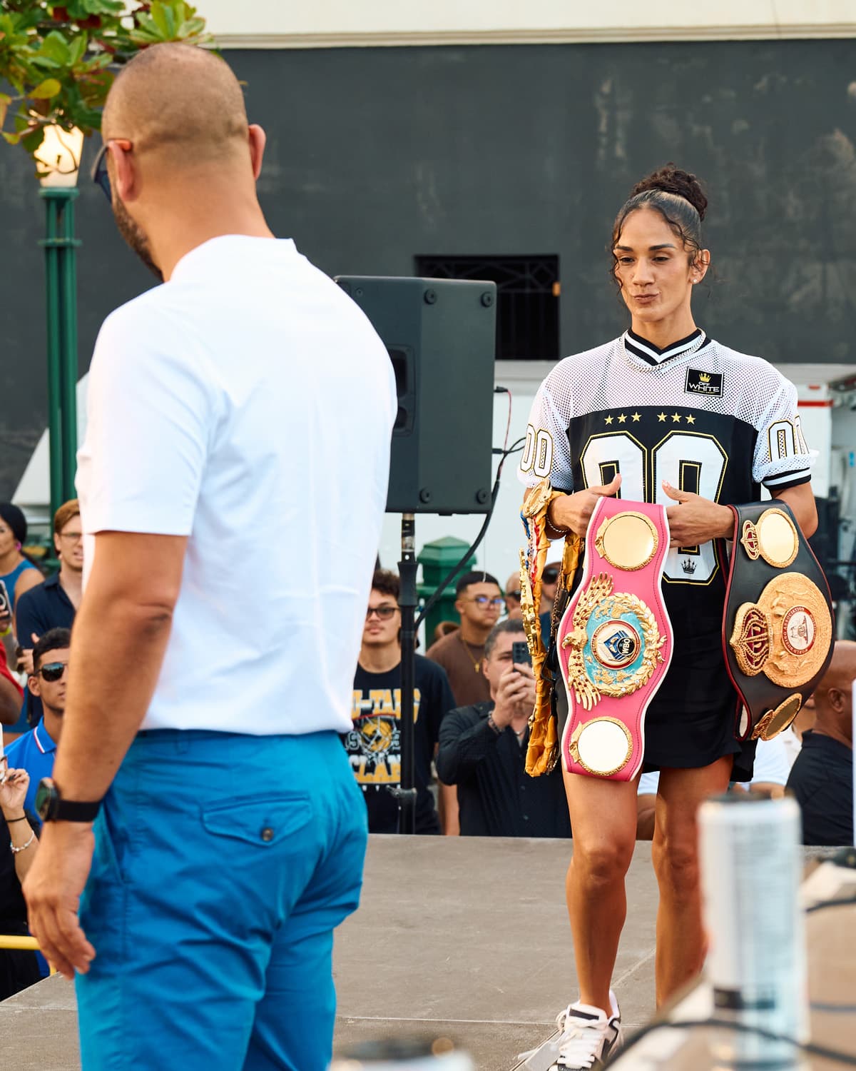 Amanda Serrano during the press conference ahead of her bout against Reina Tellez