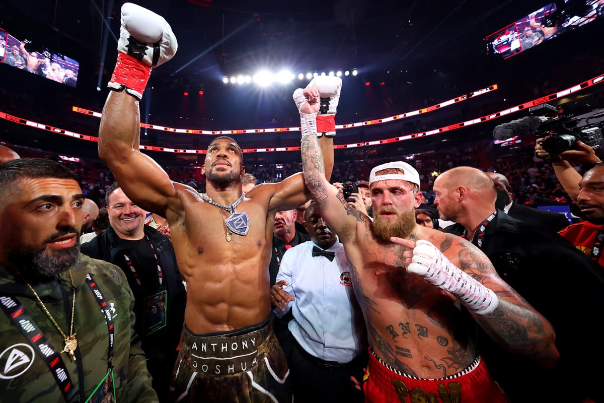 Anthony Joshua and Jake Paul after their bout